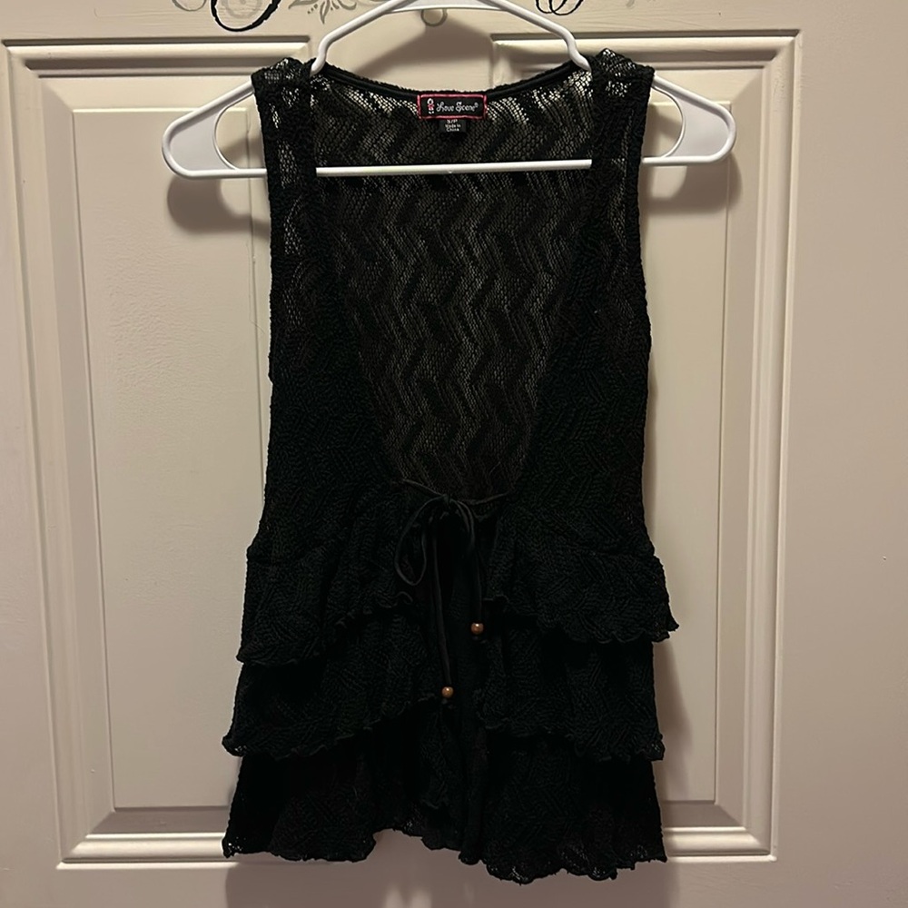 Love Scene women’s  black cotton tie front vest / Size S/P / Aa-32